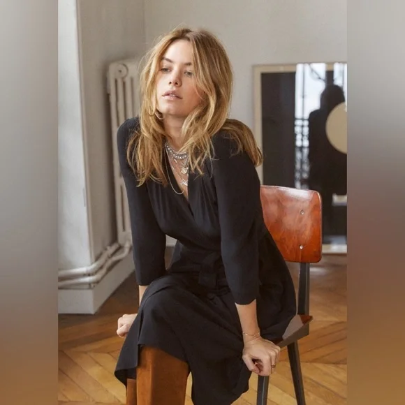 Sézane Anny Silk Wrap Dress - Picture 2 of 8